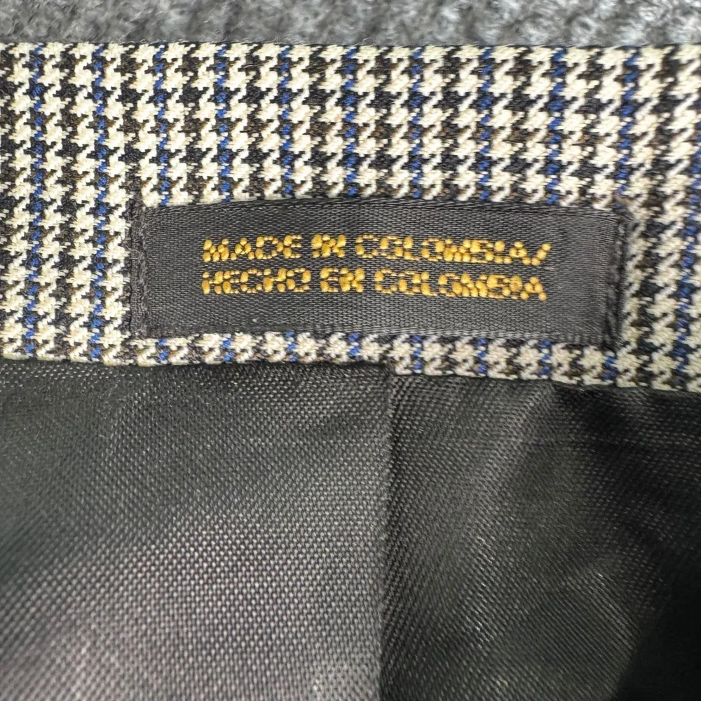 Vintage Stafford Blazer Mens 43R Grey Houndstooth Worsted Wool‎ Blend Sport Coat